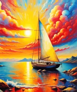 Seascape Sailboat Art Diamond Painting