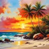 Seascape With Palm Trees Art Diamond Painting
