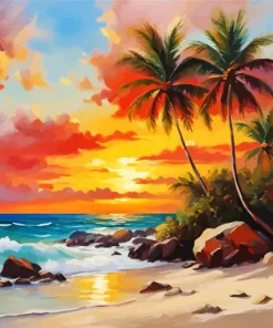 Seascape With Palm Trees Art Diamond Painting