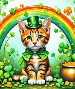 St Patricks Day Cat Diamond Painting