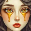 Whimsical Gold Tears Art Diamond Painting