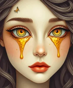 Whimsical Gold Tears Art Diamond Painting