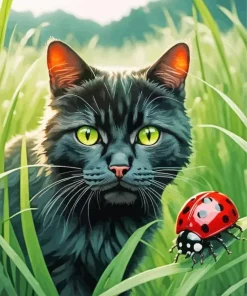 Black Cat And Ladybug Diamond Painting