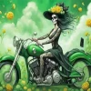 Catrina Skull Riding Motorcycle Diamond Painting