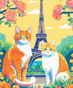 Ginger Cats In Paris Diamond Painting