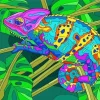 Illustration Colorful Chameleon Diamond Painting