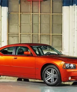 Orange Charger Daytona Diamond Painting