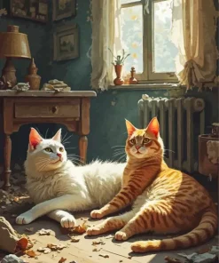 White And Ginger Cats Diamond Painting
