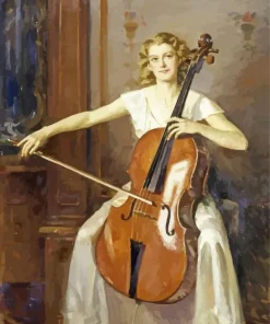 Woman Playing Cello Diamond Painting