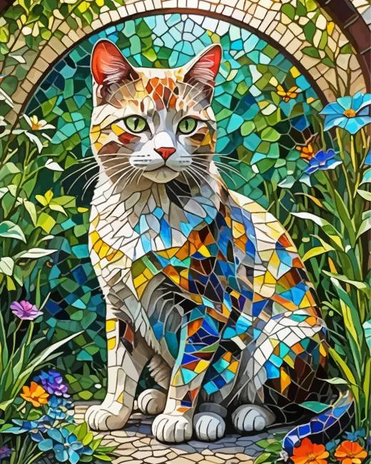 aesthetic cat mosaic art Diamond Dotz Aesthetic Cat Mosaic Art Diamond Painting