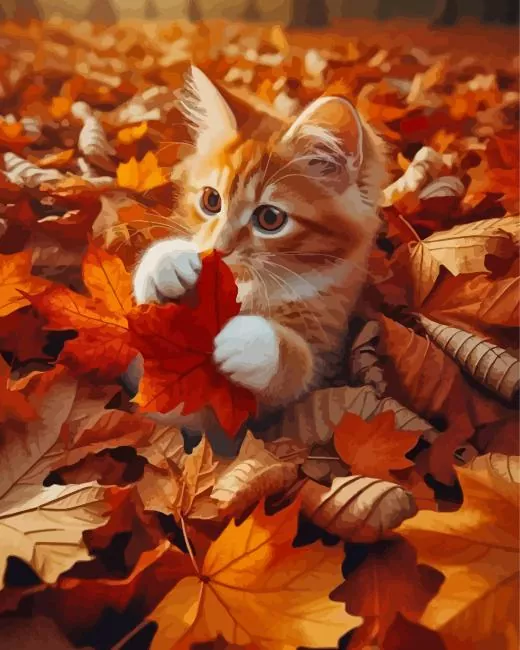 cat in fall leaves Diamond Dotz Cat In Fall Leaves Diamond Painting