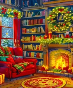 Chair By Fireplace Diamond Painting