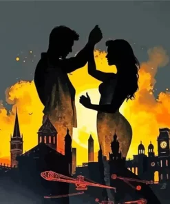 Cool Silhouette Couple Dancing Diamond Painting