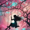 Cool Silhouette Of A Girl On A Swing Diamond Painting