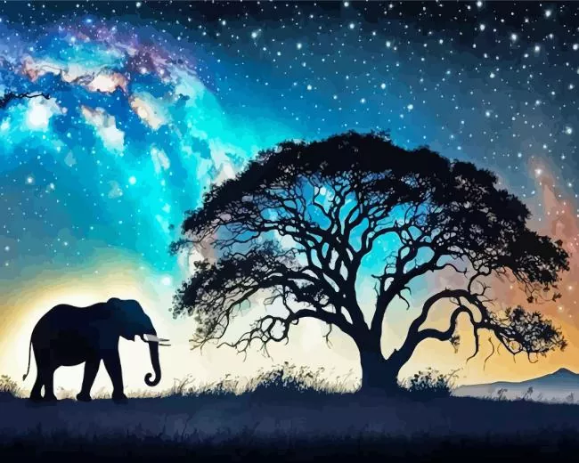 galaxy silhouette of elephant Diamond Dotz Galaxy Silhouette Of Elephant Diamond Painting