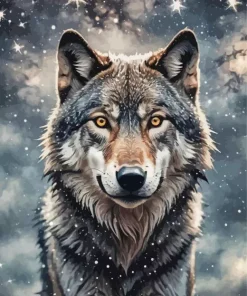 Galaxy Wolf Face Diamond Painting