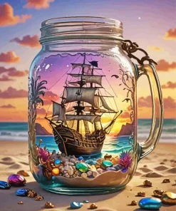 Ship Bottle Art Diamond Painting