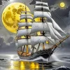 Ship In Moonlight Art Diamond Painting