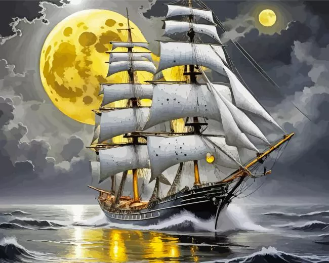 ship in moonlight art Diamond Dotz Ship In Moonlight Art Diamond Painting