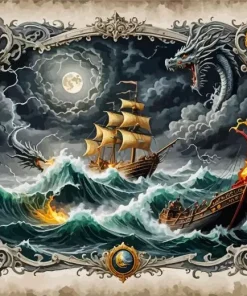 Ship In Storm Art Diamond Painting