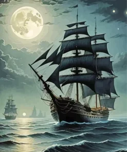 Ship In The Moonlight Art Diamond Painting