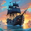 Ship Silhouette Art Diamond Painting