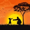 Silhouette Dad And Daughter Diamond Painting