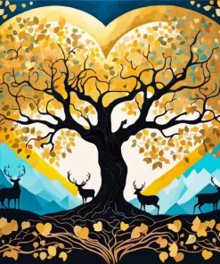 Silhouette Deer Art Diamond Painting