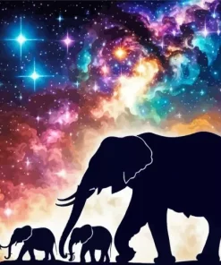 Silhouette Family Elephant Diamond Painting