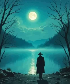 Silhouette Lonely Man Diamond Painting