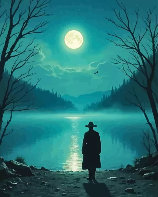 silhouette lonely man Diamond Paintings Silhouette Lonely Man Diamond Painting