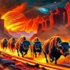 Sunset Bison Diamond Painting