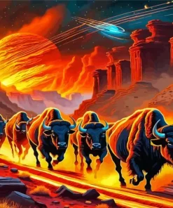 Sunset Bison Diamond Painting